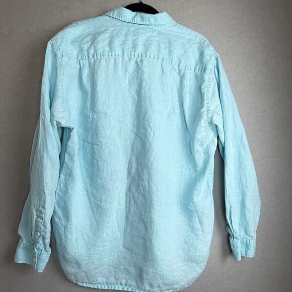Tommy Bahama Mens Button Up Shirt Teal Blue-Green L 100% LINEN Long Sleeve - Picture 5 of 6
